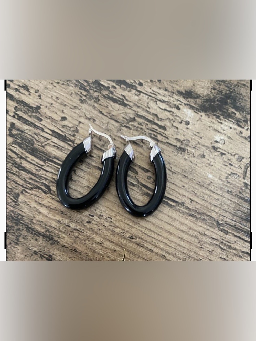 Affinity black onyx Oval Hoop Earrings